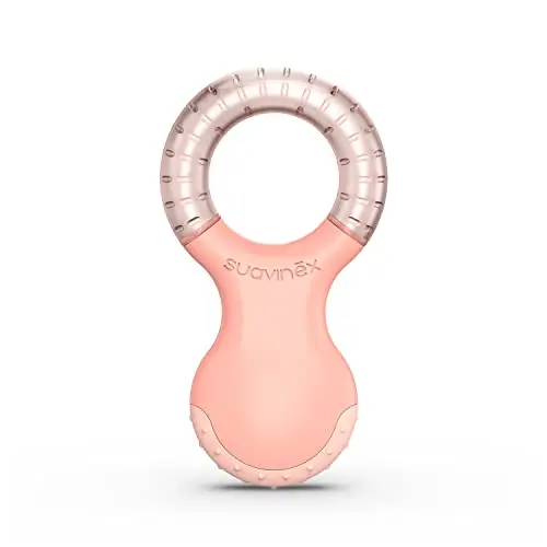 SUAVINEX Mordedor de Bebé Refrigerante, a partir de 4 Meses. Anillo de Dentición Refrigerante, con Relieves, Rosa