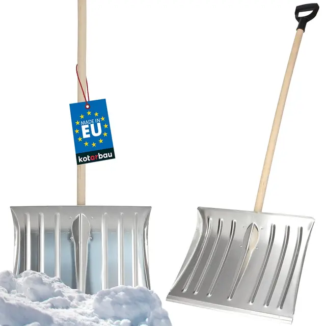 KOTARBAU® Pala de Nieve con Mango de Madera y Anilla, Quitanieves con Mango en D, 50cm de Ancho, Aluminio con Borde Reforzado