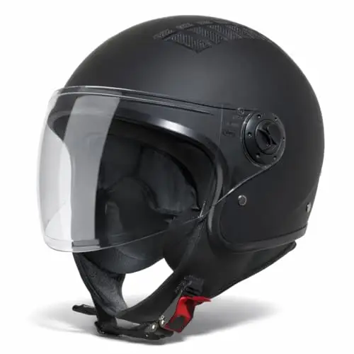 VINZ Como Casco Jet con Visera | Casco Scooter & Moto & Ciclomotor | ECE 22.06 Homologado | En Tamaño XS - XL | para Hombre y Mujer - Negro Mate