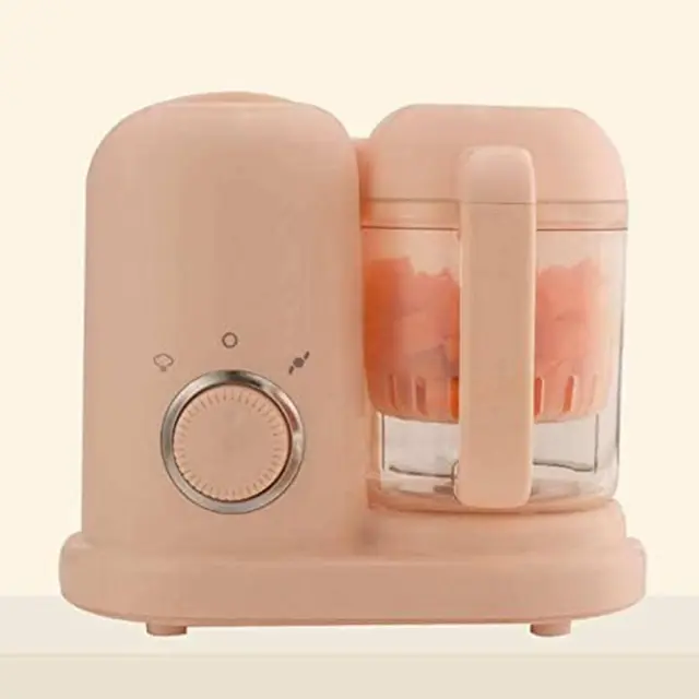 Procesador Comida bebé vaporizado y triturado con botón, diseño Desmontable Lavable para papillas,Rosado