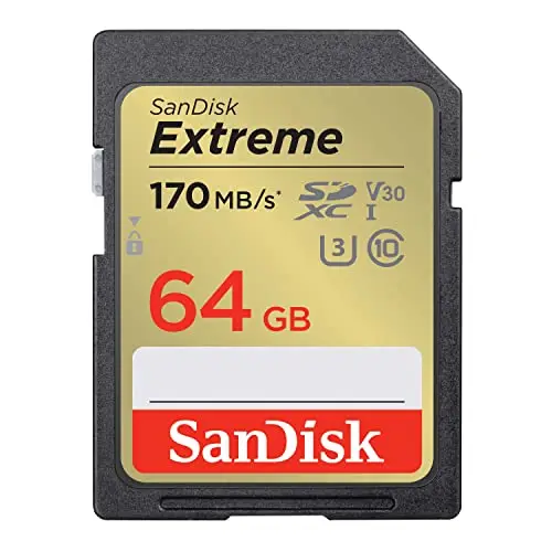 SanDisk Extreme SDXC Tarjeta SD 64 GB (SD Card UHS-I, V30, hasta 170 MB/s, Software de recuperación de datos RescuePRO Deluxe, SanDisk Quicklow Technologie, 4K UHD Videos, Class 10, U3