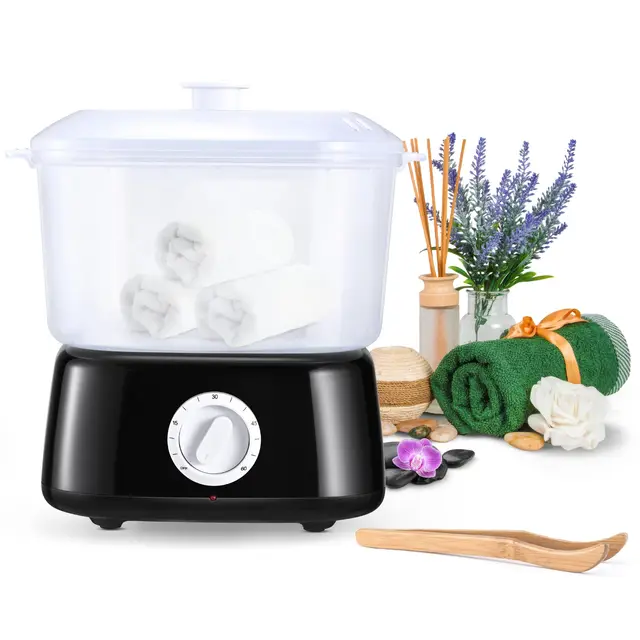 Calentador de Toallas, Calentador de Toallas Estético con Pinza para Toallas 202°F en 10 Minutos, Toallero Eléctrico de Vapor para Spa, Salón, Afeitado (Negro)