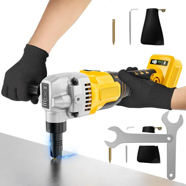 Nibbler de metal inalámbrico compatible con batería DeWalt de 20 V (sin batería), cizalla eléctrica de metal sin escobillas de 1900 RPM con cabezal giratorio de 360°, mordedor eléctrico con mango de