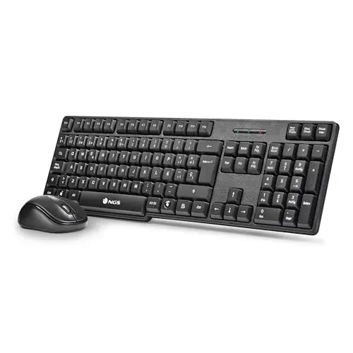 NGS Euphoria Kit – Pack Teclado y Ratón Inalámbrico 2,4 GHz, QWERTY Español, Compatible con PC, Mac y Portátil, Plug & Play, Pilas Incluidas, Negro
