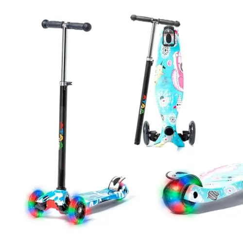 Patinete de 3 Ruedas ATAA Flash -Patinete para niños de 3 Ruedas, Patinete Infantil con Luces, Patinete de 3 Ruedas con Manillar Ajustable, Giro por Gravedad, Patinete de 2 a 9 años