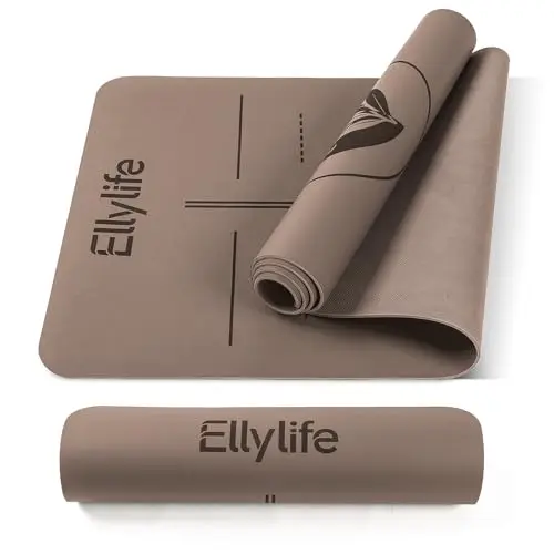 Esterilla Yoga Antideslizante con Marcas de Alineación, ECO materiales, Extra Gruesa Duradera Yoga Mat, para Pilates, Yoga, Ejercicio y Hot Yoga con Correa