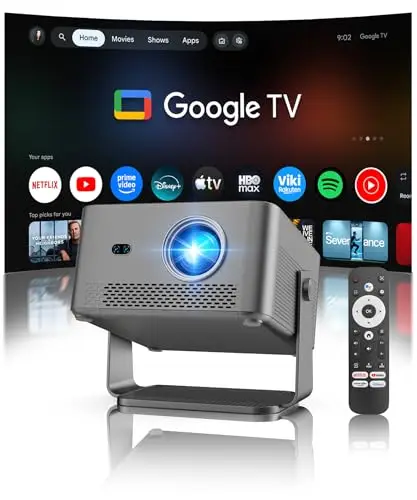 Magcubic Proyector 4K con Google TV Stick, 1080P Nativo Proyector Portatil 800ANSI con WiFi, Bluetooth, Enfoque Automático Corrección Trapezoidal, Rotación 180°, 15W Altavoces Projetor HY450GT