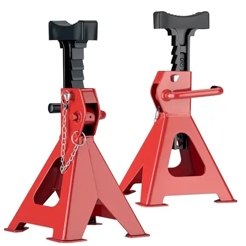 WilTec Set de 2 caballetes para Coches Altura Ajustable 41-58 cm hasta 6 toneladas Soportes de Gato Eje de Coche con Doble Bloqueo de Seguridad, Base Amplia Cubierta de Goma Antideslizante