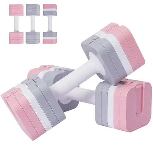 Mancuernas Ajustables, Mancuernas 10KG(2 * 5KG), Impermeable y Ahorrar Espacio, Fácil de Ajustar, Pesas y Mancuernas, Pesas Ajustables, Ideales para Entrenamiento Gimnasio en Casa