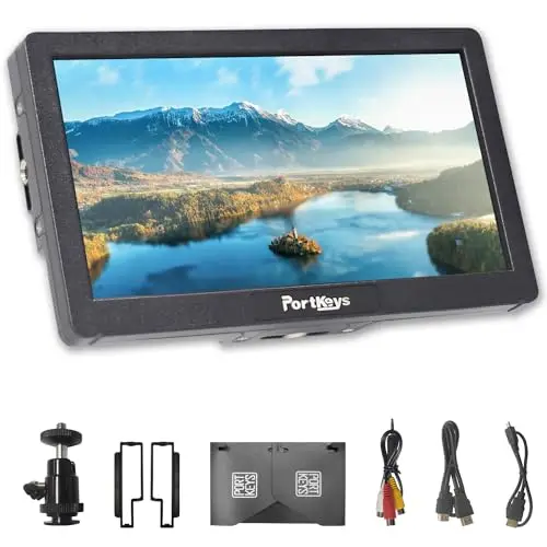 Portkeys HD7H Monitor de Cámara 7" 4K HDMI Field Monitor con Cristal Antirreflejos y Parasol, Focus Peaking, False Color, Anamorphic De-Squeeze para DSLR
