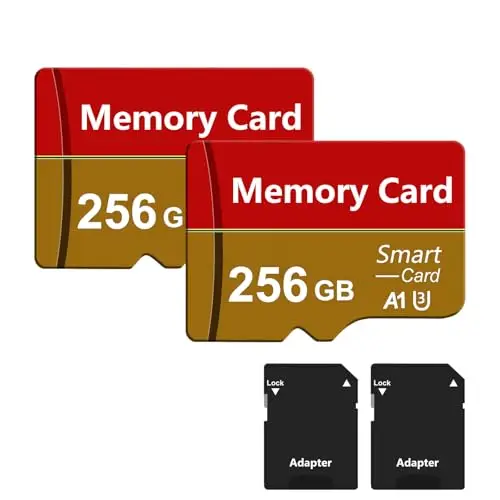 2 Pack Tarjetas SD de 256 GB con Adaptador, Alta Velocidad Memory Card, Gran Capacidad Portátil TF Card para Gopro Cámara Teléfonos, Smartphones, Drones, Tabletas