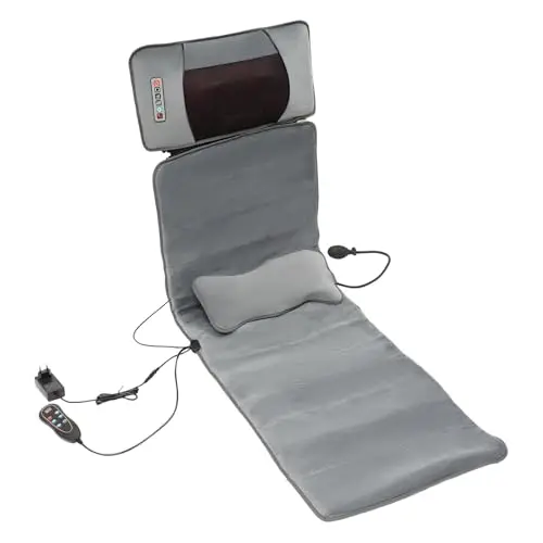 Esterilla de masaje eléctrica de cuerpo completo con función de calor, esterilla de masaje vibratoria con airbag de cintura y cabezales de masaje, cojín de masaje para cuello, espalda y cintura para