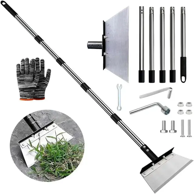 Pala de Jardín Multifunciona con Mango 200 cm, Pala De Limpieza De Jardin 32cm, Pala De Jardín para Deshierbar, Pala Plana De Acero para Musgo, Palear Nieve, Limpiar Granjas