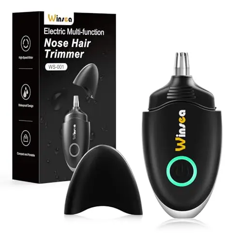 Winsea Cortapelos para orejas y nariz para hombres y mujeres - Cortapelos de viaje, afeitadora nasal de alta precisión, recargable por USB, impermeable, funcionamiento seguro y silencioso, diseño