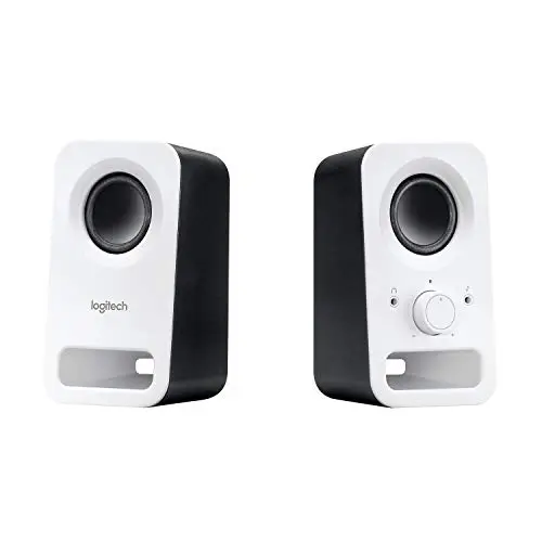 Logitech Z150 Sistema de Altavoces Compacto, Entrada Audio 3.5 mm, Controles Intregados, Toma Auriculares, Enchufe EU, Ordenador/Smartphone/Tablet/Reproductor de Música, Blanco