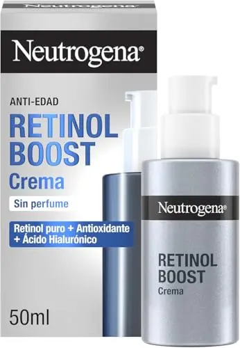 Neutrogena Retinol Boost Crema antiedad (50 ml), tratamiento facial con Retinol puro y Ácido Hialurónico, crema antiarrugas que combate los signos del envejecimiento, sin perfume