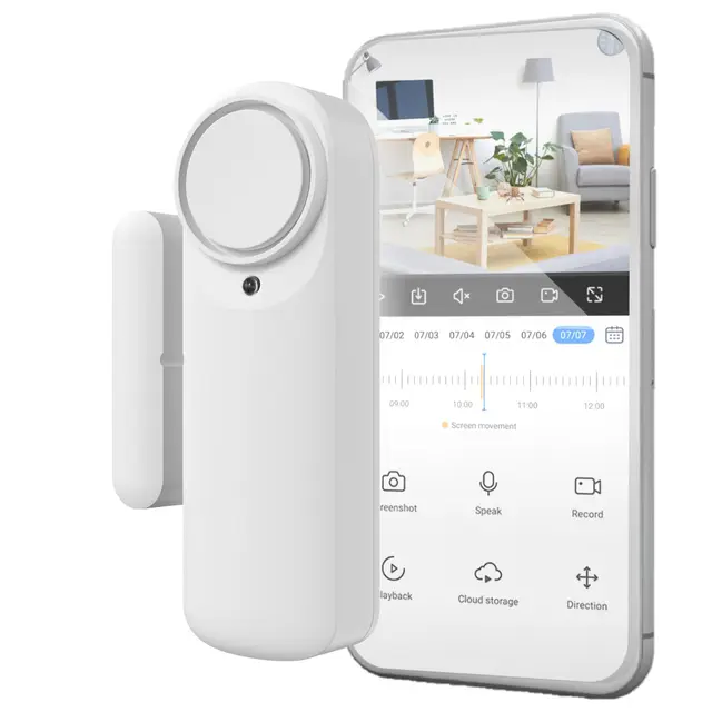 Nivian Alarma de Puerta Inteligente WiFi, Sensor Magnético para Puertas, Inalámbrico con App Móvil, Notificaciones en Tiempo Real, Botón Manual, Sirena 100dB (Unidad)