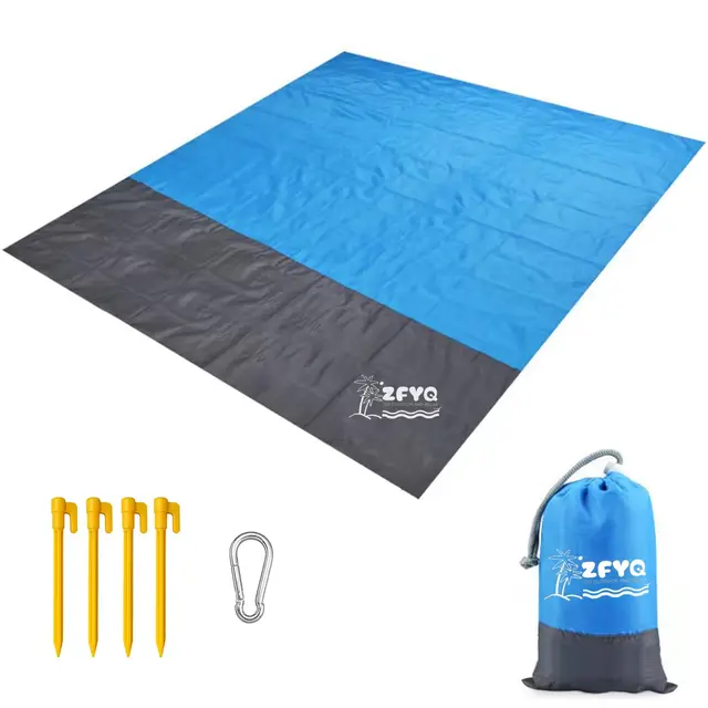 ZFYQ Manta de Playa y Picnic 200 x 210 cm con 4 Estacas