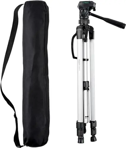 Amazon Basics Trípode para Cámara de 152cm/60in, Ligero, con Bolsa, Altura Ajustable, para Cámaras Réflex Digitales, Negro