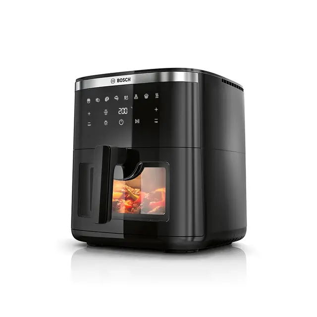Bosch - Freidora de aire Serie 6, Air Fryer XXL con capacidad de 7,2 L, con 7 programas y ventana de visualización con luz, cocinado hasta 65%¹ más rápido, negro, MAF671BO