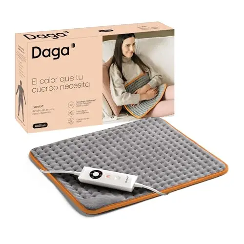 DAGA Almohadilla Térmica Confort 16871, Tecnología Intellisense, Suave Tejido, 5 Temperaturas, 40x35 cm