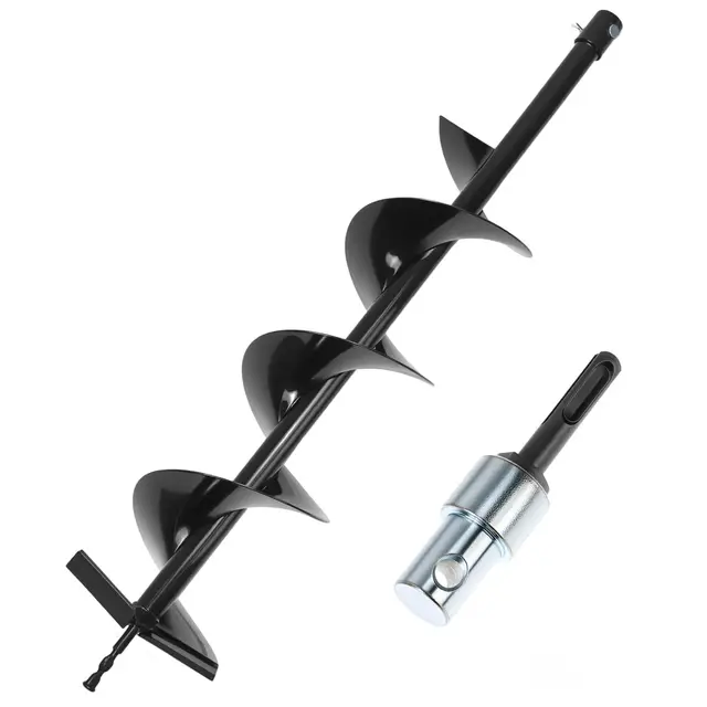 QWORK Taladro de Tierra, ⌀ 150 mm, 1 unidad, Taladro Pilotes 80 cm, para Perforar Agujeros y Plantar Arboles