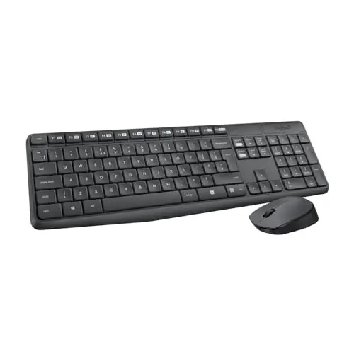Logitech MK235 Combo con Teclado y Ratón Inalámbrico para Windows, Receptor USB Inalámbrico de 2,4 GHz, 15 Teclas FN, Batería de Larga Duración, PC, Portátil, Disposición QWERTY Español - Gris