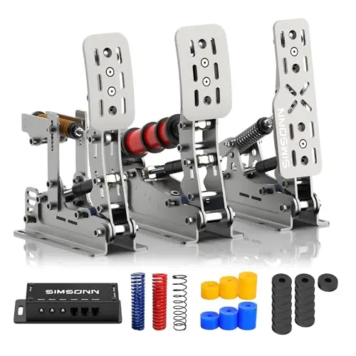 SIMSONN Plus X Sim Racing Pedal, pedales de carreras, simulador de carreras de PC, celda de carga, Pedal hidráulico HE Soporte reactor háptico (Plus X-P3-H3)