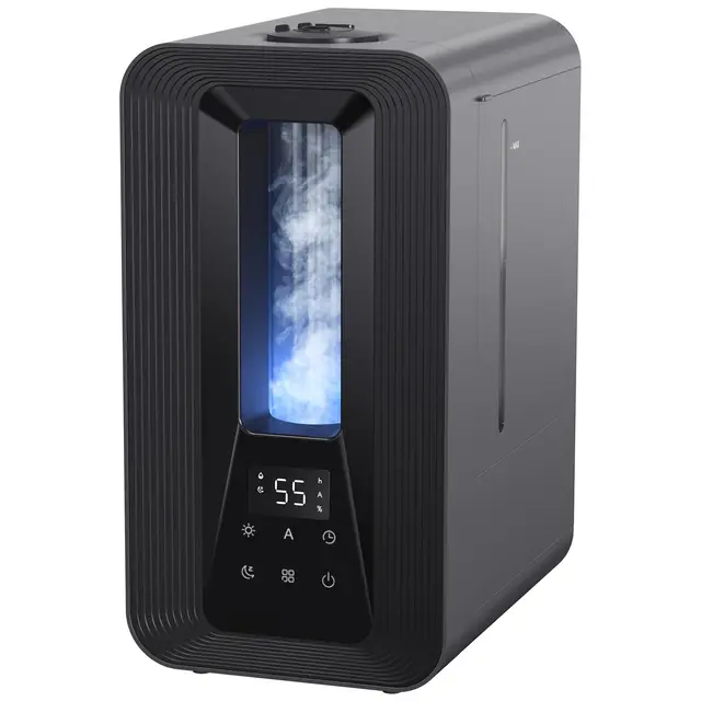 AROEVE 5L Humidificador Bebes, Ultrasónico Niebla Fría con Difusor de Aromas, Higrostato Inteligente, Luz Nocturna, 50H Duración, Apagado Automático, 25dB Silencioso para Dormitorio Oficina y Plantas