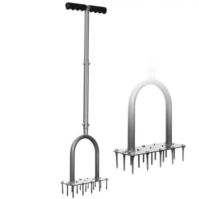 Walensee Aireador de césped con 15 Picos de Hierro, Herramientas aireadoras de césped premontadas para Patio, aireación de césped, Herramienta de jardín, reaviva la Salud del césped, Pendiente de