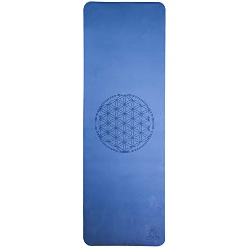 Esterilla de yoga flor de la vida TPE ecofriendly - naranja/gris