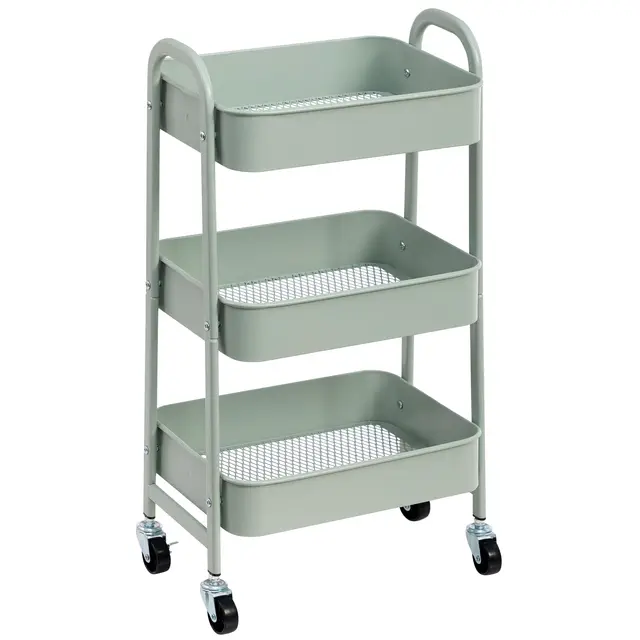 doeworks carrito 3 estantes ruedas teal
