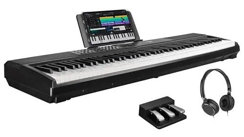 STRICH Piano eléctrico de 88 teclas, con pedal de sostenido, piano digital con mecanismo de martillo, 2 altavoces integrados de 15 W, piano electrónico completo con conexión USB MIDI/inalámbrica, SDP