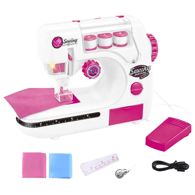 de máquina de coser para niños: juego de manualidades portátil para principiantes con batería, juego de simulación de dos velocidades, máquina de coser para niños | Manualidades Regalo