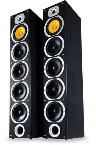 Bennett & Ross Exosphere Pareja De Altavoces De Pie HiFi De 3 Vías (200W RMS, 6,5" Subwoofer, 6,5" Woofers, 3X 6,5" Midrange, 1" Tweeter, Construcción Bassreflex, Veteado En Madera) Negro