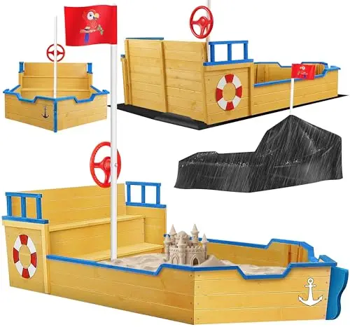 kidiz ahoi arenero barco pirata madera