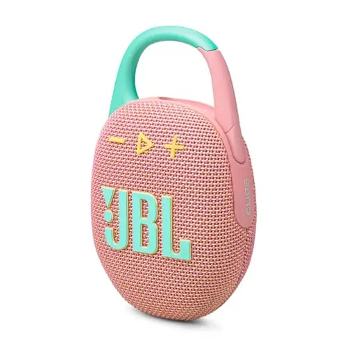 JBL Clip 5, Altavoz inalámbrico portátil con Bluetooth, resistente al agua y al polvo IP67, hasta 12h de reproducción y más con Playtime Boost activado, rosa