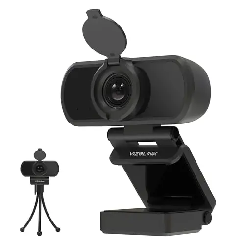 N51A Webcam Full HD 2.5k 30FPS Webcam PC con 2 Micrófono 110°Ángulo de Visión Corrección de Iluminación para Windows MacOS Linux Soporta Youtube Streaming Video Calling Zoom Videoconferencia