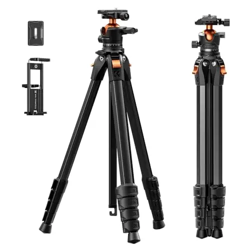 K&F CONCEPT 187CM Trípode Cámara Compacto Aluminio A305A3+BH-40, Trípode Portátil de Viaje Capacidad 10 kg, Rótula Arca Swiss para Cámaras DSLR
