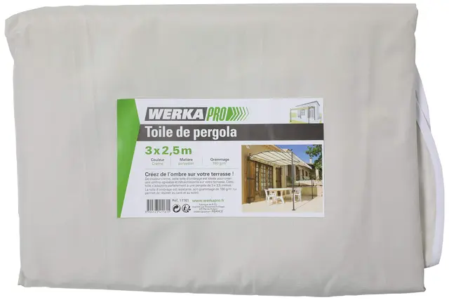 WERKA PRO Toldo de pérgola Crema 3 x 2,5m 180g/m2
