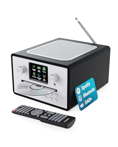 MAJORITY Homerton Radio Internet con Reproductor de CD | Radio WiFi con Dab+, Bluetooth y Despertador | Spotify Connect, Podcasts, FM, 90 Preajustes | EQ Personalizado y Mando a Distancia (Negro)