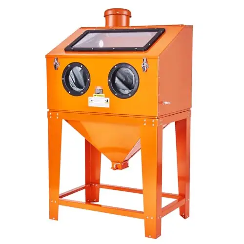 VEVOR Gabinete de chorro de arena de 90 galones, sistema de recolección de polvo de 1,8 galones, gabinete de chorro de arena de 40-120 PSI con soporte, con pistola de chorro de arena y 4 boquillas