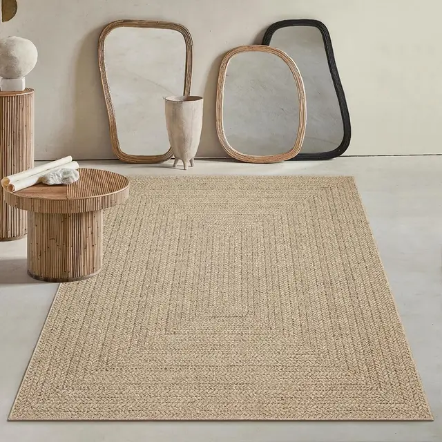 Mias Teppiche Kinsley - Alfombra de Yute Natural para Interior y Exterior, Resistente a la Intemperie, Ideal para Patio y jardín