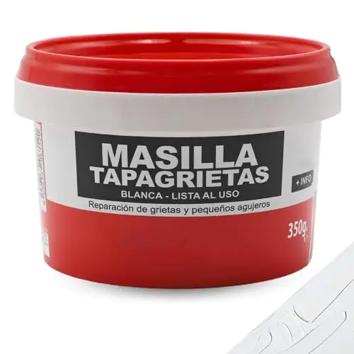 TECHZOCO Masilla Tapagrietas, Pasta para reparar, Ideal para reparar grietas y pequeños agujeros, Masilla lista al uso, Rellenadora de agujeros, Color Blanco, Contiene 350 gramos