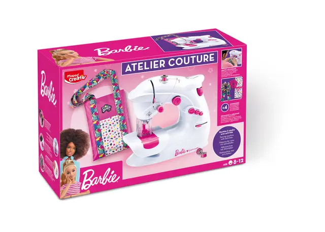 Maped Creativ Taller de Costura Barbie, Set de Manualidades Infantiles para Niños, Incluye Máquina de Coser y Materiales para 4 Proyectos de Moda, A Partir de 8 Años