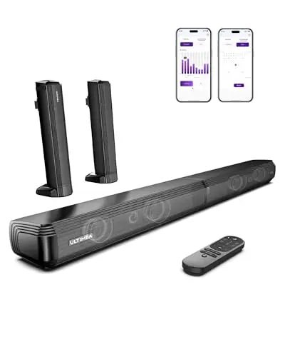 ULTIMEA 2.2ch Barra de Sonido para TV, 2 en 1 Soundbar Divisible con VoiceMX y BassMX, Bluetooth 5.3, 6 Modos de Ecualización, Graves Ajustables, Conexión ARC/Óptico/Aux, Apollo S40 Pro