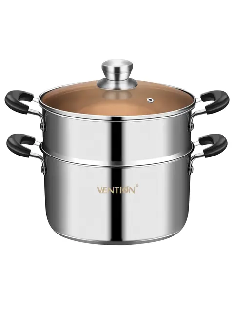 VENTION Olla Vaporera Acero Inoxidable 18 cm, Cuscusera Induccion Pequeña 2,5 litros, Olla para Cocinar al Vapor