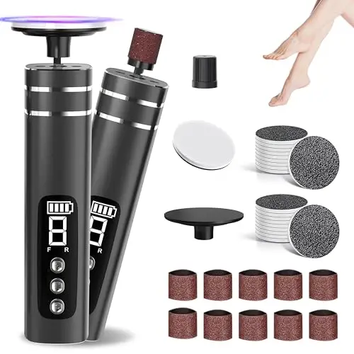 2 in 1 Lima Eléctrica Pies, Limador de Durezas Electrico para el Cuidado de Pies y Uñas, Electrica Aparato de Pedicura Eliminar de Callos,Lima pie Durezas Recargable para Secos y Agrietados (Negro)