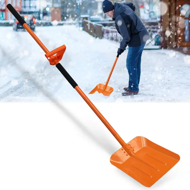 Pala de nieve para el camino de entrada,Pala de nieve ergonómica del metal para quitar la nieve y el hielo con la manija ajustable larga 176CM,Pala del metal de la lámina 33CM para el coche,emergencia