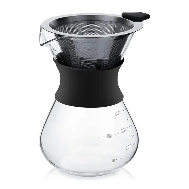 YunNasi Pour Over Cafetera de Goteo Vierta Sobre Cafetera con Reutilizable Filtro de permanente de Acero Inoxidable (400 ml)